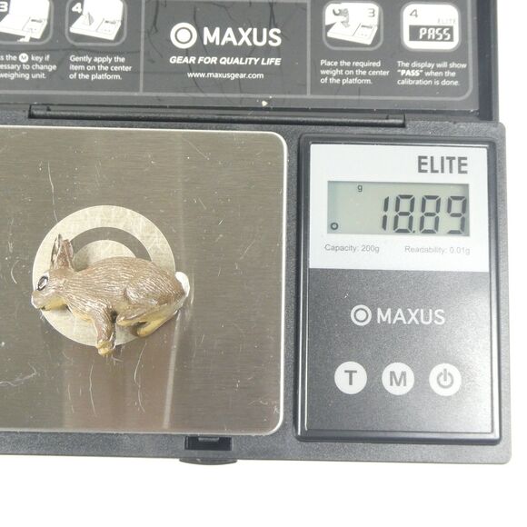 Miniature Rabbit Figurine Cold Painted Metal 1" Small Hare Bunny Realistic Bergm - Picture 8 of 8